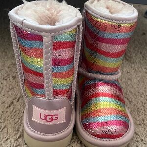 UGG Multicolor Striped Sequin Boots